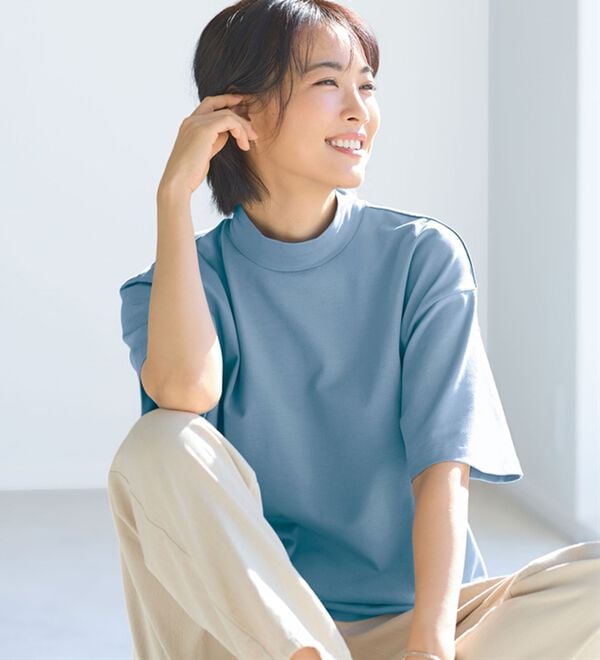 BELLUNA（ベルーナ）の「≪ＨｕｇＲｅａｍコットンＣｏｏｌ≫ひんやりハイネックプルオーバー（カットソー）」｜詳細画像