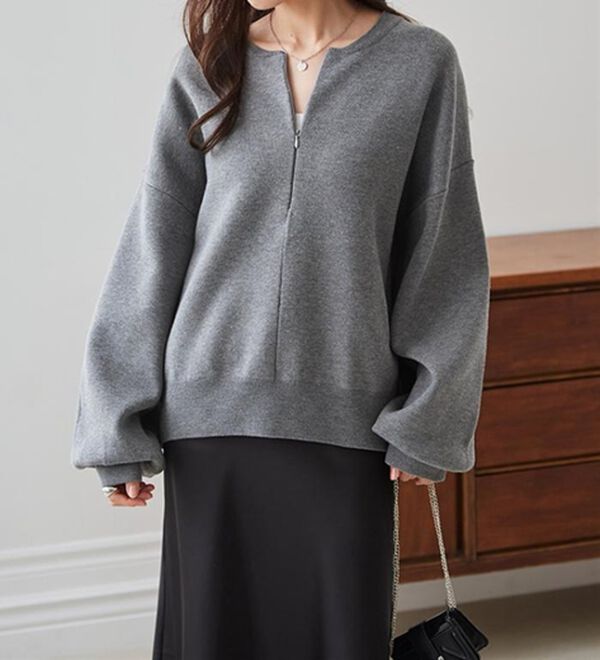 RANAN（ラナン）の「ハーフジップスウェットライクニット（ニット・セーター）」｜詳細画像