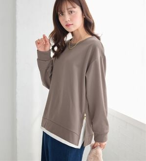 alotta（アロッタ）の「サイドジップあったか裏起毛プルオーバー（トレーナー・スウェット）」｜モカ