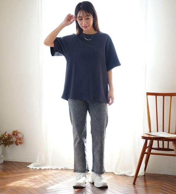 A HAPPY MARILYN（アハッピーマリリン）の「【Ｍ～８Ｌ】名品！「３つのシルエット」と「長袖／半袖」から選べる 綿混 ベーシック Ｔシャツ（Tシャツ）」｜詳細画像