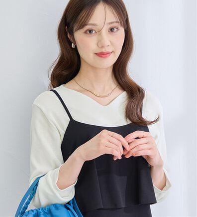 alotta（アロッタ）の「柔らかリブ素材ハートネックトップス（カットソー）」