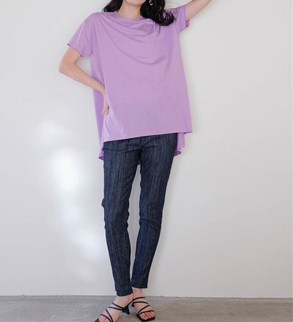 RANAN（ラナン）の「＜ＢＣ＞綿１００％ひんやりフレアーシルエットチュニック（カットソー）」｜詳細画像