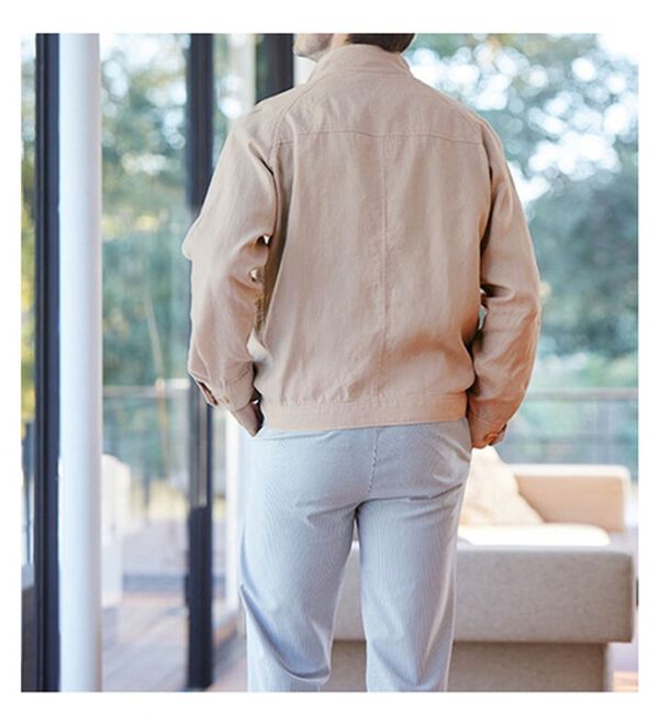 「さっと羽織れる麻１００％ライダースブルゾン（メンズジャケット）」｜詳細画像