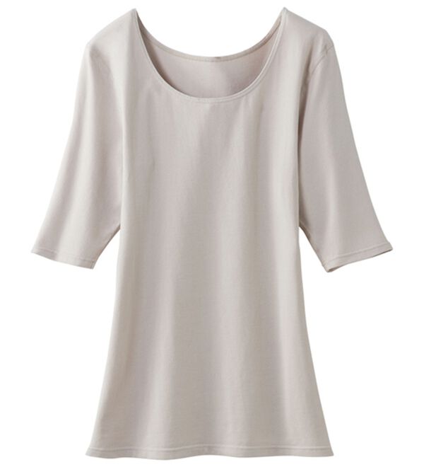 LAVIENNE（ラヴィエンヌ）の「スーッと猫背をケアするインナー５分袖（肌着・インナーウェア）」｜グレージュ