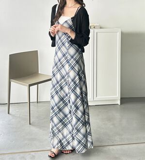 GeeRA（ジーラ）の「シアーチェックキャミワンピース（その他ワンピース）」｜ネイビーケイ