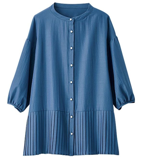 BELLUNA（ベルーナ）の「裾プリーツ切替パールボタンブラウス（ブラウス）」｜詳細画像