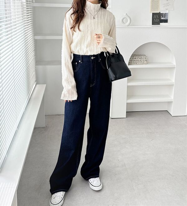 GeeRA（ジーラ）の「シャギージャガードハイネックトップス（カットソー）」｜詳細画像