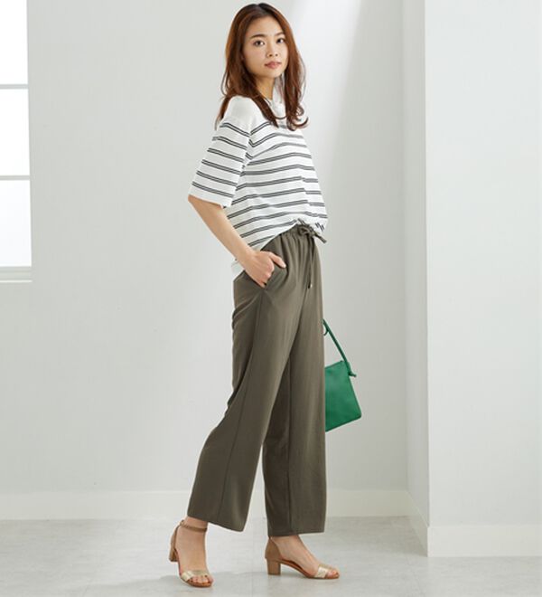 BELLUNA（ベルーナ）の「【快適Ｌａｂ．】お手入れ楽々ビンテージ調素材ワイドパンツ（ワイドパンツ・ガウチョ）」｜詳細画像