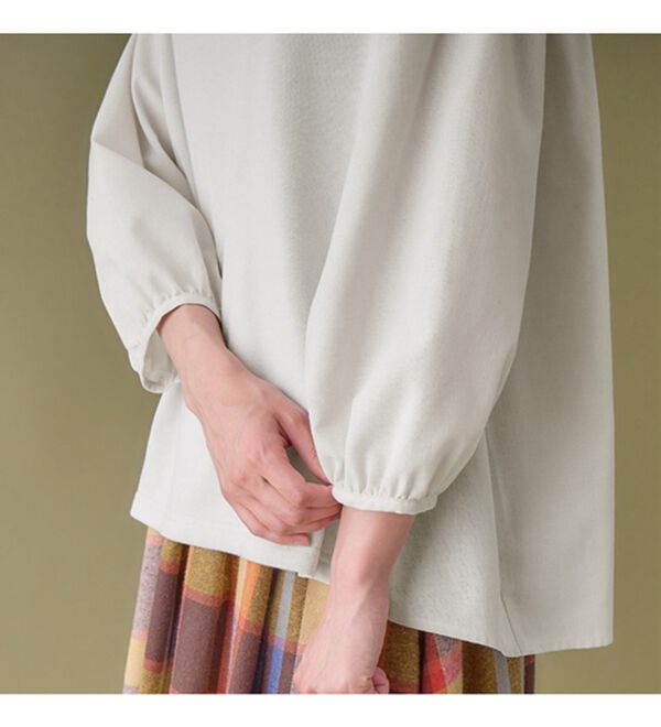 Viola e Viola（ヴィオラ エ ヴィオラ）の「綿混ミニ裏毛異素材切替フレアートップス（カットソー）」｜詳細画像