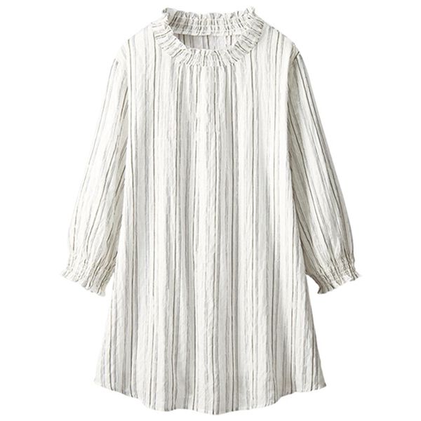 BELLUNA（ベルーナ）の「シャーリング使いストライプ柄チュニック（チュニック）」｜詳細画像