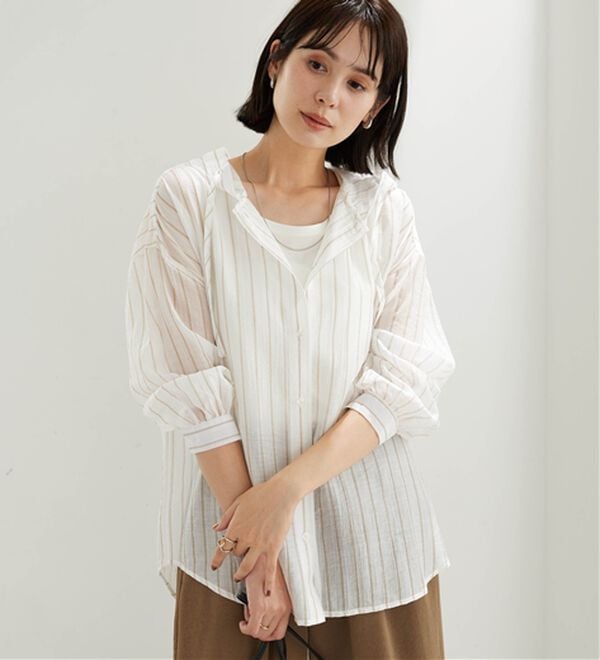 BELLUNA（ベルーナ）の「シアー素材フードデザインシャツジャケット（シャツ）」｜詳細画像