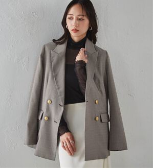 RANAN（ラナン）の「洗える！ゴールド調ボタンWテーラードジャケット（テーラードジャケット）」｜ブラウン系