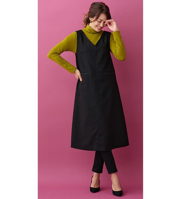 BELLUNA（ベルーナ）の「ツイード素材合皮使いジャンパードレス（ジャンパースカート）」｜詳細画像