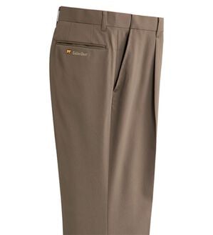 「＜ゴールデンベア＞軽やか綿タッチスラックス（メンズスラックス）」｜ブラウン