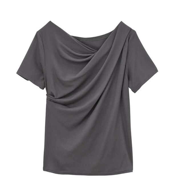 RANAN（ラナン）の「【ひんやり/UV対策】上品ドレープリブTシャツ（カットソー）」｜詳細画像