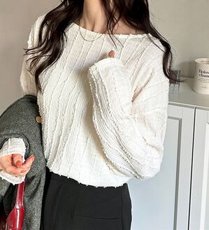 GeeRA（ジーラ）の「シャギージャカードボートネックカットソー（カットソー）」｜オフホワイト