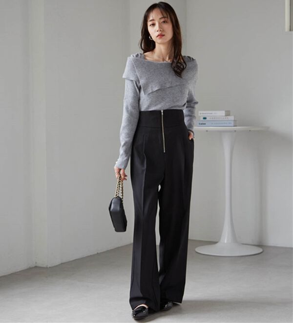 RANAN（ラナン）の「アシメオフショルリブニット（ニット・セーター）」｜詳細画像