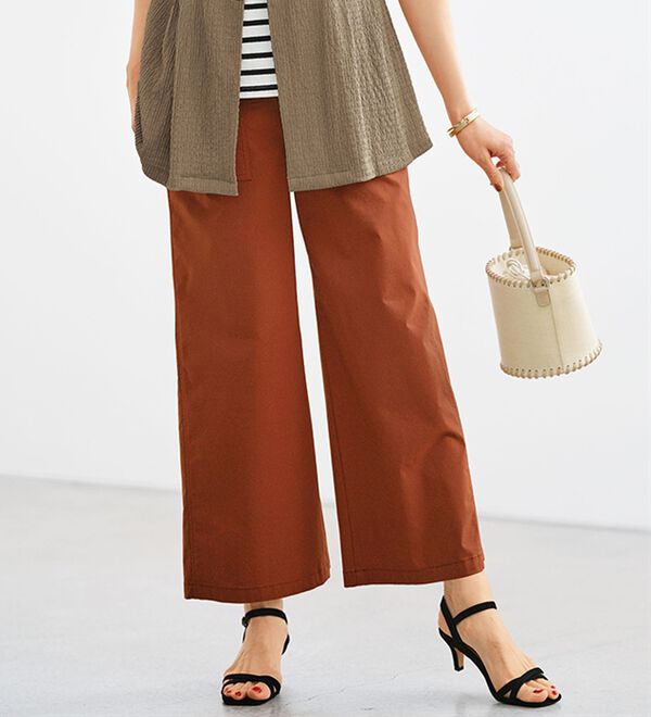 BELLUNA（ベルーナ）の「麻入りストレッチ素材ベイカーワイドパンツ（ワイドパンツ・ガウチョ）」｜詳細画像