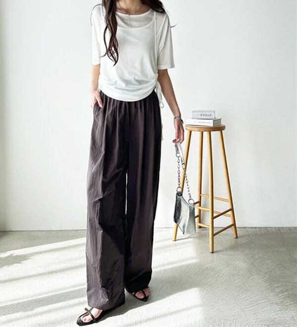 GeeRA（ジーラ）の「さらとろ素材が嬉しい！ダブルタックワイドパンツ（フルレングスパンツ）」｜詳細画像