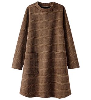 BELLUNA（ベルーナ）の「裏ベロアポケット使いハイネックチュニック（チュニック）」｜ブラウン系チェック