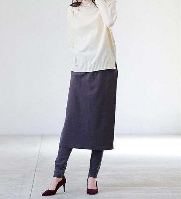 RANAN（ラナン）の「レイヤードニットソースカートパンツ（フルレングスパンツ）」｜詳細画像