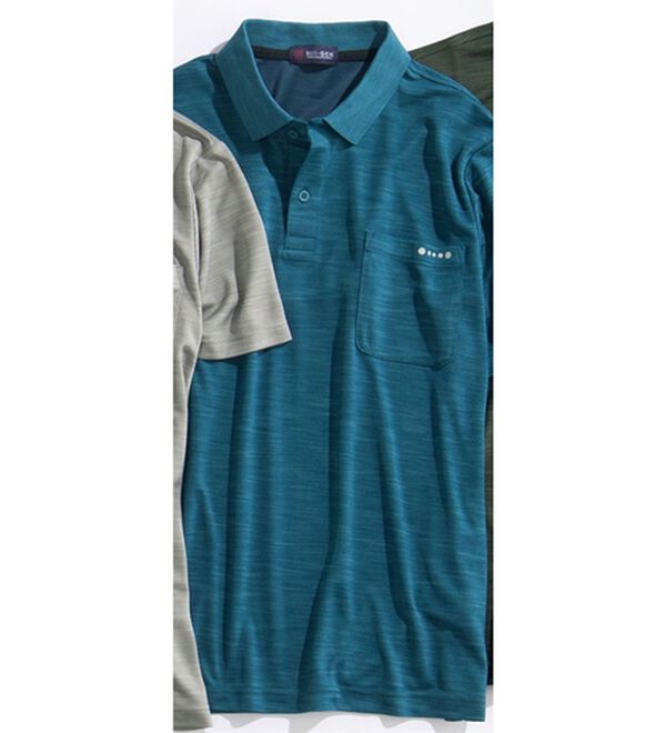「＜スイゲン＞冷感・ＵＶ対策アクティブポロシャツ（メンズポロシャツ）」｜ターコイズ