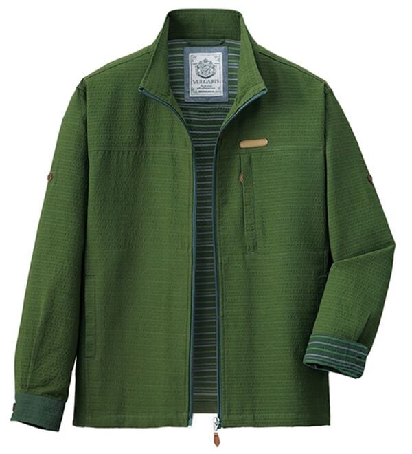 「お洒落なボーダージャケット（メンズジャケット）」｜カーキ