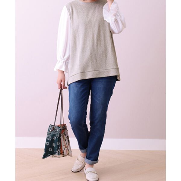 BELLUNA（ベルーナ）の「ツイード調素材レイヤード風プルオーバー（チュニック）」｜詳細画像