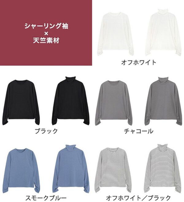 Pierrot（ピエロ）の「【袖くしゅ】ネックが選べるデザインカットソー（カットソー）」｜詳細画像