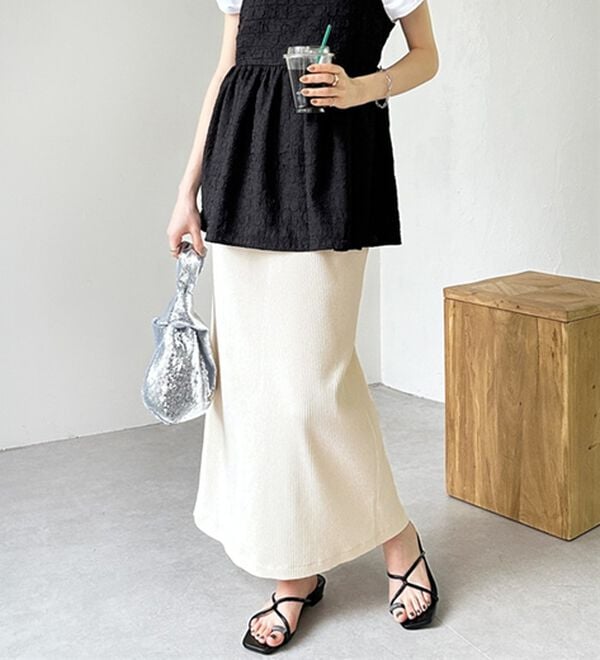 GeeRA（ジーラ）の「【着回し力◎】楽ちんすっきり見え！リブロングスカート（ロングスカート）」｜詳細画像