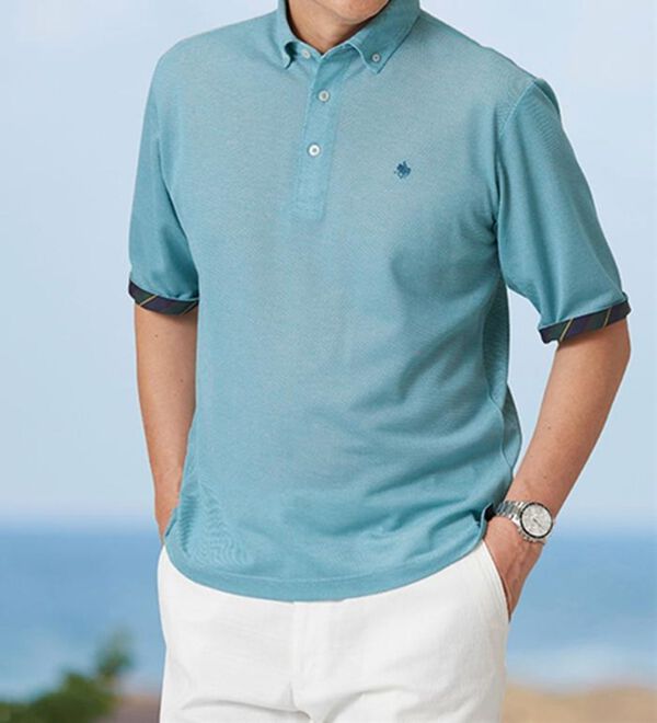 「＜ポロ・ビーシーエス＞上品５分袖ポロシャツ（メンズポロシャツ）」｜詳細画像