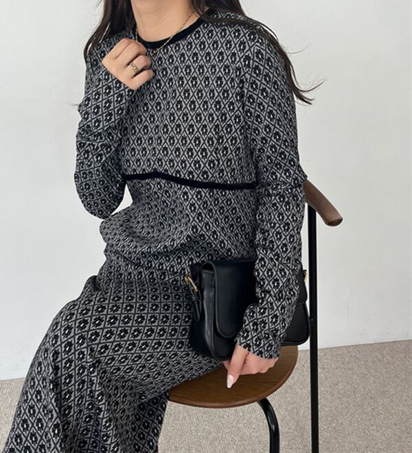 GeeRA（ジーラ）の「フラワージャカードパイピングワンピース（その他ワンピース）」｜詳細画像