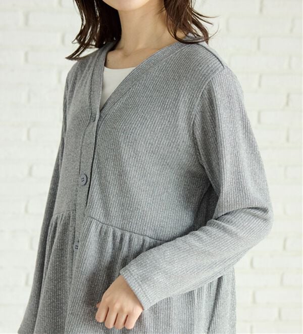 BELLUNA（ベルーナ）の「ラメ調リブ素材ペプラムカーディガン（ニットカーディガン）」｜詳細画像