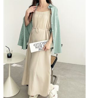 GeeRA（ジーラ）の「リネンライクロングキャミワンピース（その他ワンピース）」｜ライトベージュ