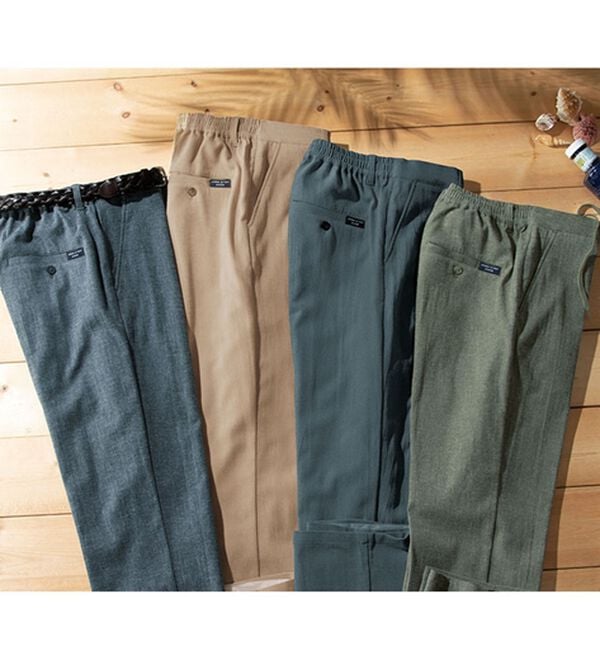 「＜コムルヴァン・オム＞「涼」感じる大人の麻入りイージーパンツ（メンズイージーパンツ）」｜詳細画像