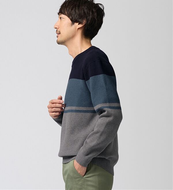 REMEN'S（リメンズ）の「【洗える】やわらかタッチボーダークルーネックセーター（メンズニット・セーター）」｜詳細画像