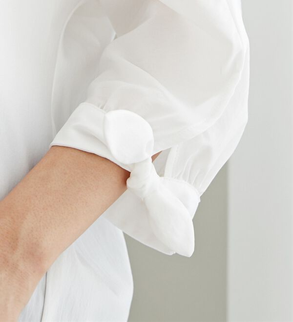 BELLUNA（ベルーナ）の「イージーケア！袖リボンシャツチュニック（チュニック）」｜詳細画像