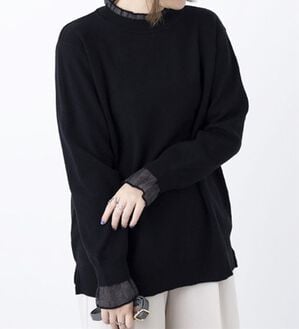 BELLUNA（ベルーナ）の「衿＆袖シアーニット使いプルオーバー（ニット・セーター）」｜詳細画像