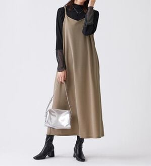 BELLUNA（ベルーナ）の「【2点セット】袖切替プルオーバー付ワンピアンサンブル（その他ワンピース）」｜ベージュ系(袖ラメ入り)