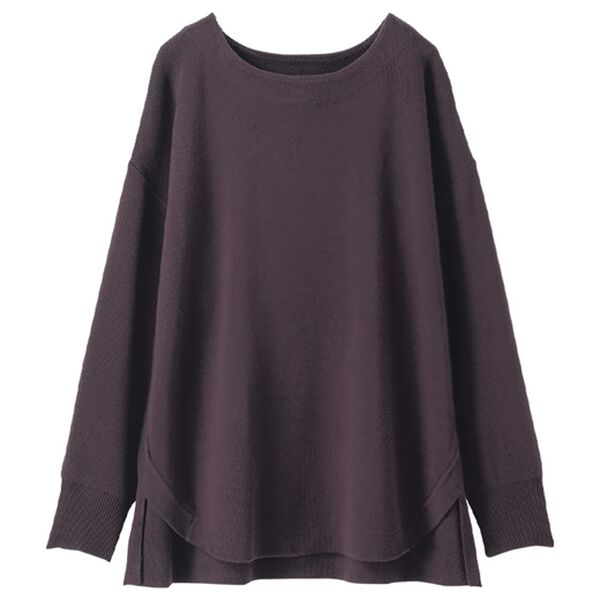 BELLUNA（ベルーナ）の「ミラノリブ素材裾ラウンドプルオーバー（ニット・セーター）」｜パープル