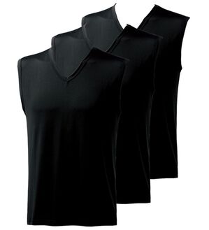 「【３枚組】＜ヘッド＞シルキーエアースマート冷感インナー（メンズ肌着・インナーウェア）」｜ブラック3枚組 スリーブレスV首