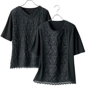 BELLUNA（ベルーナ）の「【２枚組】汗が乾きやすい！フォーマル対応レースデザインブラウス（ブラウス）」｜詳細画像