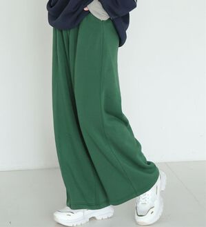 A HAPPY MARILYN（アハッピーマリリン）の「【Ｌ～８Ｌ】【ハピぽか裏起毛】２丈から選ぶセンターシームパンツ 毛玉になりにくい（ワイドパンツ・ガウチョ）」｜グリーン