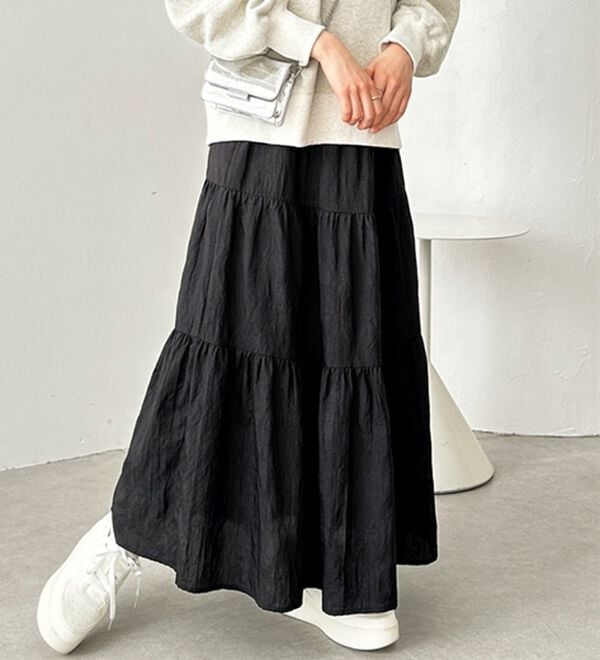 GeeRA（ジーラ）の「ワッシャーボリュームティアードスカート（ロングスカート）」｜詳細画像