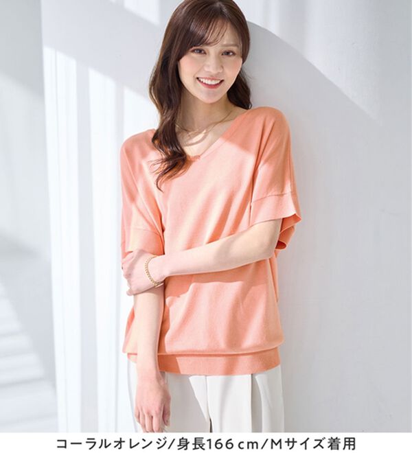 alotta（アロッタ）の「ゆるっと涼やかＶネックプルオーバー（ニット・セーター）」｜詳細画像