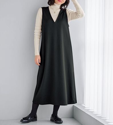 BELLUNA（ベルーナ）の「【選べる丈】シュッと体型カバー！ジャストフィットらくらくジャンパースカート（ジャンパースカート）」