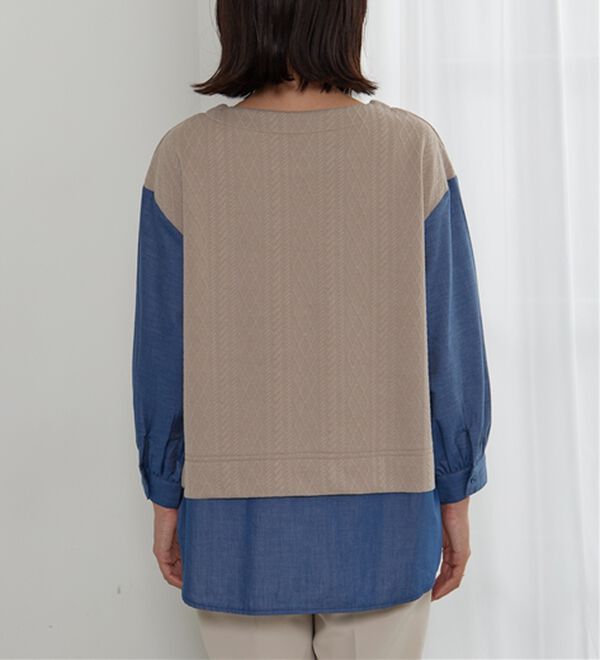 BELLUNA（ベルーナ）の「ケーブル×デニム切替チュニック（チュニック）」｜詳細画像