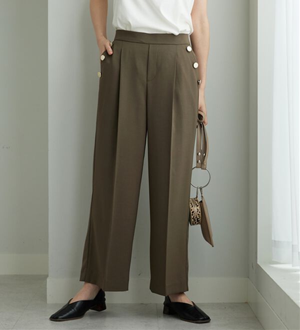 BELLUNA（ベルーナ）の「メランジストレッチ素材ワイドパンツ（ワイドパンツ・ガウチョ）」｜詳細画像