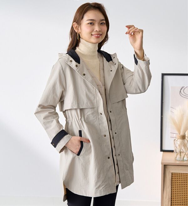 BELLUNA（ベルーナ）の「おしゃれの主役！蓄熱中わたベスト付配色コート（ハーフコート）」｜詳細画像