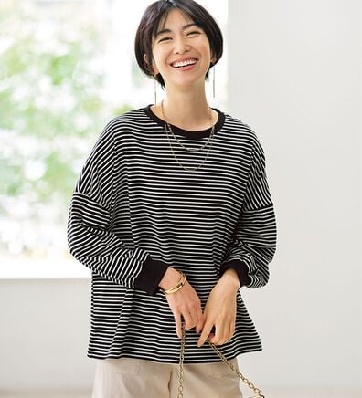 BELLUNA（ベルーナ）の「ゆったり体型カバー！ボーダープルオーバー（カットソー）」